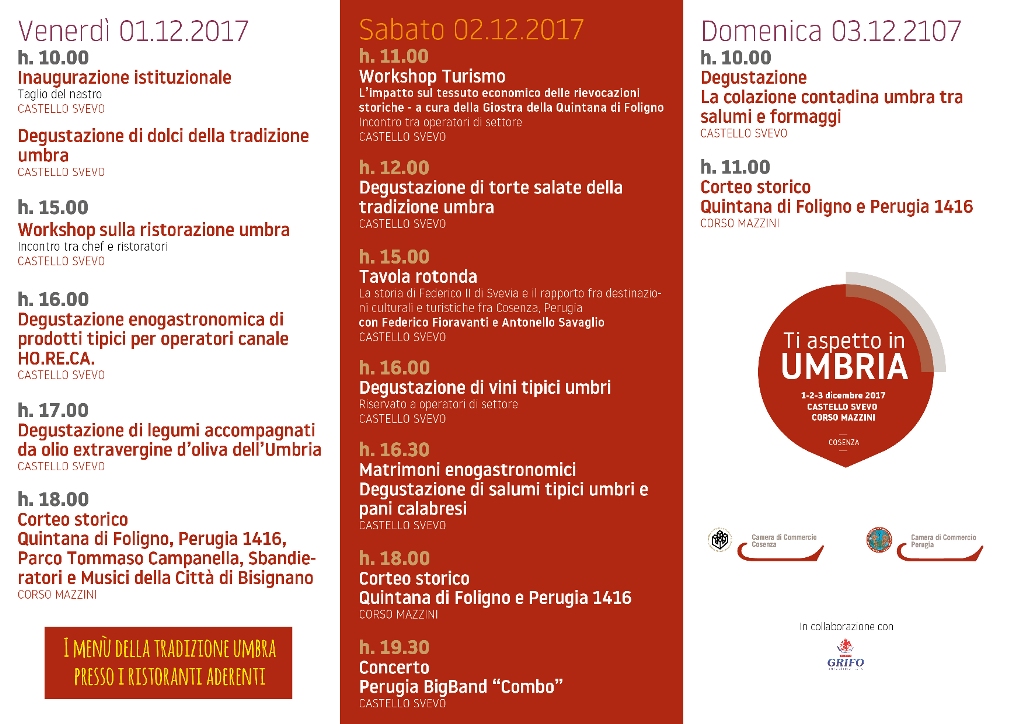 Programma 1-3 dicembre 2017 - "Ti aspetto in Umbria"