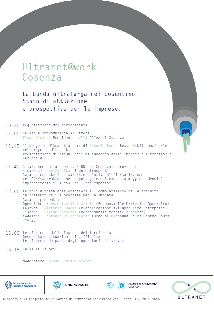 Programma con interventi Ultranet @Work Cosenza 7 novembre 2019