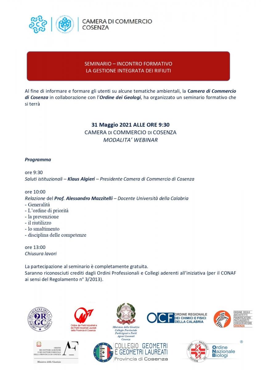 Locandina webinar "La gestione integrata dei rifiuti"