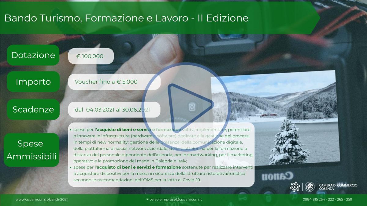 Bando Turismo, Formazione e Lavoro